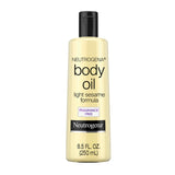 Neutrogena Body Oil Light Sesame Formula – Single Bottle Fragrance Free Moisturizer Replacing Multiple Products in a Minimalist Bathroom