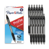 Paper Mate Profile Retractable Ballpoint Pens – Streamlined Black Barrel Pen for a Less-Is-More Office Aesthetic