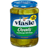 Vlasic Ovals Hamburger Dill Pickle Chips – Zero Calorie Garnish for Wellness Focused Home Cooking, 24 fl oz