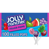 JOLLY RANCHER Filled Pops 100-Count Candy Box, Portable Lollipop Treats for Camping Trips and Tailgating Snack Table