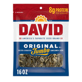DAVID Jumbo Sunflower Seeds Original 16 oz – 7-Serving Bag for Sustained Energy During Workday Snacking