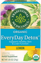 Traditional Medicinals Everyday Detox Lemon Tea – Nightly Wellness Ritual with Bright Lemon Flavor for Inside-Out Glow, 16 Bags