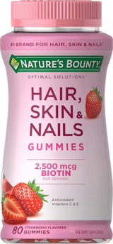 Nature's Bounty Optimal Solutions Hair Skin & Nails Gummies – Holiday Stocking Stuffer for the Wellness-Loving Woman, Biotin Gummies, 200 Count