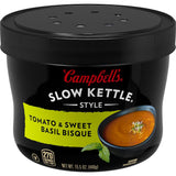 Campbell's Slow Kettle Style Tomato & Sweet Basil Bisque 15.5 oz Microwavable Bowl, Pantry Staple for Low-Distraction Study Breaks and Home Office