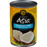 Simply Asia Unsweetened Coconut Milk for Clutter-Free Cooking, 13.66 fl oz Single-Ingredient Can for Minimalist Meal Prep