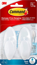 Command Bath Large Towel Hook Value Pack – Simple Towel Hanger for Neutral, Uncluttered Bathroom Design