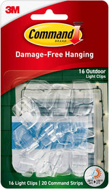 Command Outdoor Light Clips Housewarming Gift for New Homeowners, Damage-Free Exterior Clips, Clear