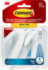 Command Bath Large Towel Hook Value Pack – Simple Towel Hanger for Neutral, Uncluttered Bathroom Design