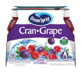 Ocean Spray Cran-Grape Juice, Travel-Friendly Single-Serve Bottles for Camping and Tailgating, 10 oz (Pack of 6)