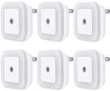 Uigos Plug-in Night Light – Neutral Daylight Glow Dusk to Dawn Light for Minimalist Living Rooms and Hallways, 6-Pack