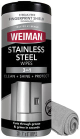 Weiman Stainless Steel Cleaning Wipes - Designer-Approved Touch-Up for Refrigerators, Hoods and Range Surrounds