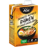 Simply Asia Japanese Inspired Ramen Soy Ginger Chicken Broth, 26 fl oz – Shelf-Stable Carton for Fast Desk Lunches