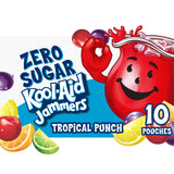 Kool-Aid Jammers Tropical Punch Zero Sugar Pouches, 10 Pack, Camping Trip Drink for On-the-Go Families