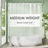 Amazer White Shower Liner 60 x 72 - Chemical-Free PEVA Curtain for Shared Apartment Bathroom with 3 Secure Magnetic Weights