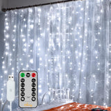 Ollny Curtain String Lights 6.6x6.6ft – Warm White LED Window Curtain for Apartment Decor and Moody Bedroom Vibes