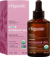 Cliganic Cold Pressed Rosehip Seed Oil for Stress-Relief Skincare, Bedtime Beauty Routine & Self-Love