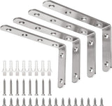YUMORE Heavy Duty Shelf Bracket – Decorative Stainless Steel Corner Brace for Pantry and Kitchen Open Shelving, 4 Pack
