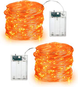 BrizLabs Orange Purple String Lights – Outdoor Patio Ambiance, Weatherproof Battery Fairy Lights for Lawn Edge