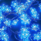 DomeStar Blue Snowflake Fairy Lights – No Fire Risk Holiday Lighting, Low Voltage 4.5V LED Safe Around Kids and Pets
