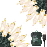 Smokeless Battery Operated String Lights with Memory Function and Timer, Pet and Child Safe Indoor Outdoor Lighting, Waterproof LED Fairy Lights USB Option