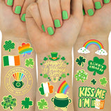 xo, Fetti Irish-Themed Party Tattoos - Metallic Gold & Silver Decor Accents for St. Paddy's Table Styling