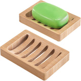 AmazerBath Bar Soap Dish 2 Pack – Simple Bamboo Tray for Less Is More Home Styling