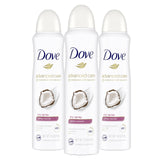 Dove Advanced Care Dry Spray Caring Coconut 3-Count – Dermatologically Gentle Choice for Allergy-Prone and Sensitive Skin Types