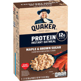 Quaker Protein Instant Oatmeal Maple Brown Sugar – Warm Maple Breakfast Kids Love, 12g Protein for Growing Appetites, Whole Grain