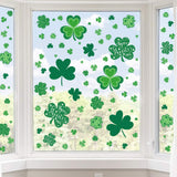 St. Patrick's Day Window Stickers Clover Theme Pack – Unique Housewarming and Spring Holiday Gift Idea, 109 Pcs Mixed Size Static Clings
