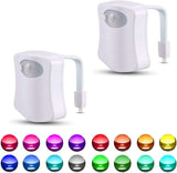 GlowNGo Toilet Bowl Night Light – Unique Housewarming Present, 4 Pack LED Motion Activated Novelty Bathroom Gift