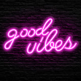 Blue Good Vibes Neon Sign – Shatterproof LED Wall Sign Safe Around Kids and Pets, No Heat Output