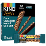 KIND THINS Dark Chocolate Nuts & Sea Salt Bars – Quick Pre-Workout Snack to Power Through Back-to-Back Meetings, 0.74 oz, 10 Count