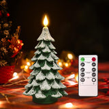 PChero Christmas Tree Pillar Candle – Winter Mantel Decor & Dining Table Centerpiece, Flickering LED with 10-Key Remote