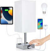 Soilsiu Compact Bedside Work Lamp with Built-In Outlets, Charge-Friendly Light for Remote Workers