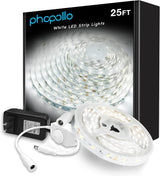 phopollo White LED Light Strip – Simple Adhesive Mount, No Tools or Visible Hardware Needed