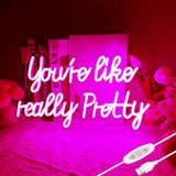 You like really pretty LED Neon Sign – Charming Housewarming Gift for Women, Modern Pink Neon Wall Decor