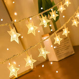 ANJAYLIA Star-Shaped String Lights – Evening Patio String Lighting, Warm White Weather-Friendly