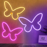 BRIGHTDECK 3-Piece Butterfly LED Neon Signs – Mindfulness and Self Care Room Ambience, Warm White Glow for Peaceful Evening Atmosphere