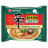 Nongshim Shin Green Plant Ramen – Streamlined 4-Pack Vegan Bowl for Less-Is-More Pantry Storage