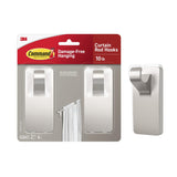 Command Curtain Rod Hooks in Satin Nickel for Apartment Bedroom Design, Tool-Free Drapery Hardware for Stylish Homes