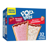 Kellogg's Pop-Tarts Frosted Strawberry and Cherry – Travel Snack for Early Flights and Long Drives, 32 Count