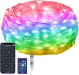 AIMENGTE 50 LED Color Changing Outdoor String Lights Battery Bank Compatible – Festive Lights for Tree Wrap, Pergola and Patio Celebrations