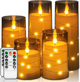Homemory Designer Embedded Twinkle Light Candles – High End Mantel and Dining Table Decor, Ivory 5 Pack with Remote