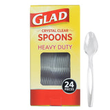Glad Clear Plastic Spoons for Elevated Everyday Tables, Decorative-Inspired Disposable Cutlery, 24 Count