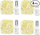 GDEALER Battery Powered Copper Wire Lights – Outdoor Garden, Pergola, and Porch Railing Decor, 4 Pack