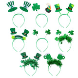 Shamrock Headband Boppers for Outdoor St. Patrick's Day Parade – Lightweight Elastic Irish Headband Set of 8 for Group Costume