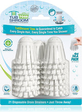 TubShroom Toss 21-Pack Disposable Tub Hair Traps - Streamlined White Strainers for Clutter-Free Living
