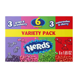 NERDS Crunchy Candy Pack – Travel-Friendly Snack for Hiking and Day Trips, Dual Flavor Grape Strawberry Watermelon Cherry, 6 Boxes