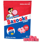 Bazooka Bubble Gum Sugar-Free Chewing Gum – Camping Trip and Road Trip Travel Chew, Bulk 100 Pieces in Stand-Up Resealable Bag