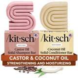 Kitsch Castor Oil Shampoo Bar & Coconut Oil Conditioner Bar – Intentional Beauty Essential, Neutral Solid Bar Hair Set